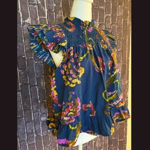 LOVE THE LABEL Floral Print Mock Neck Blouse Size: Medium
